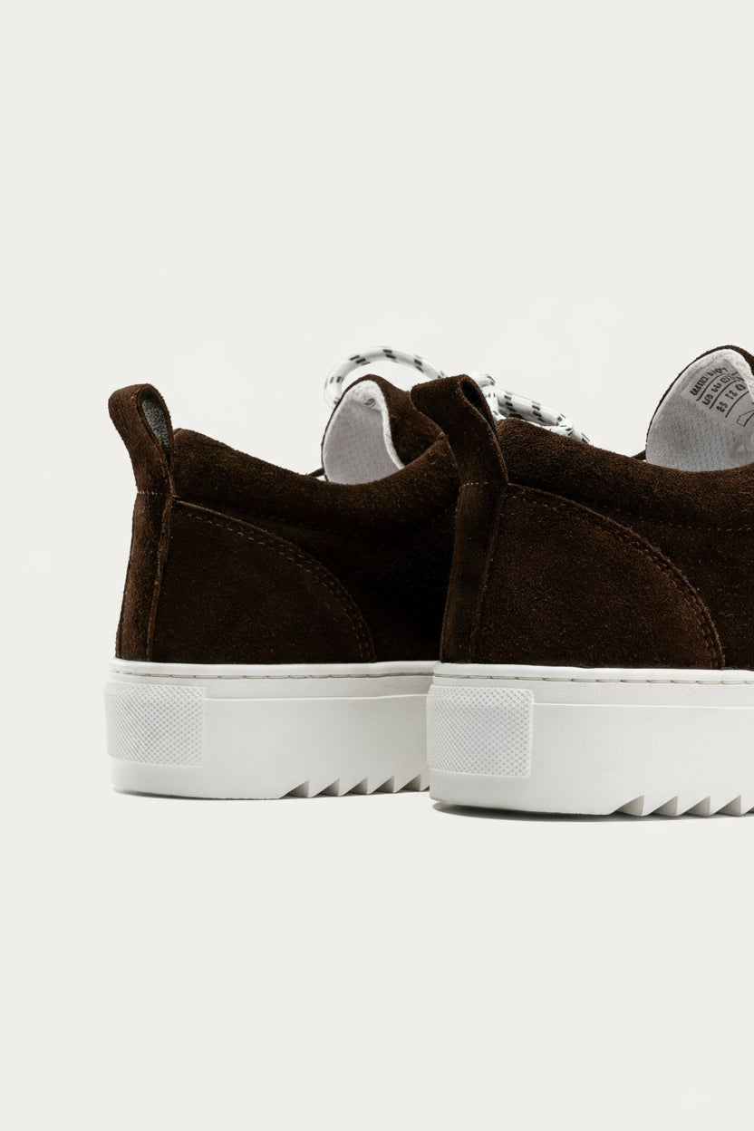 Leather Lace-Up Sneaker — Brown