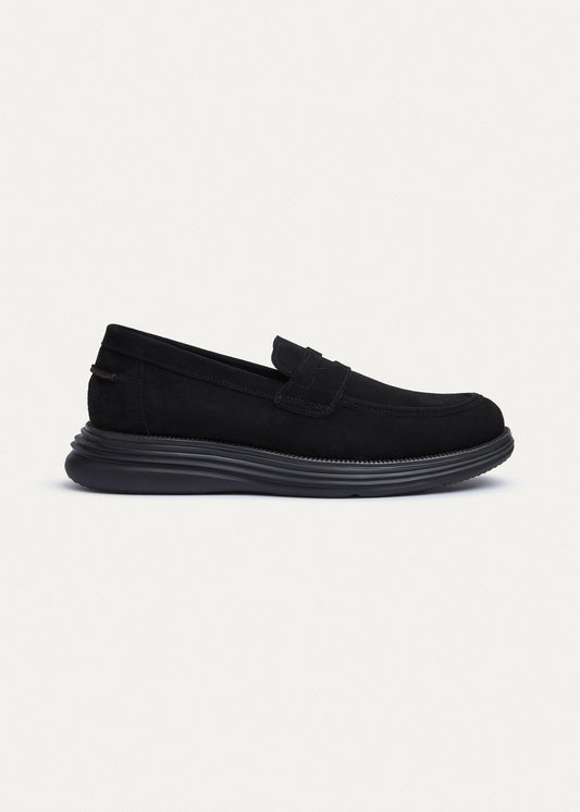 Penny Suede Loafer — Black