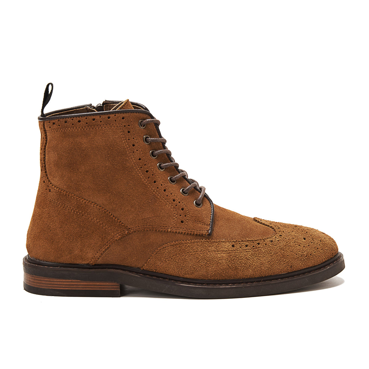 Suede Brogue Genuine Leather Half Boots — Light Brown