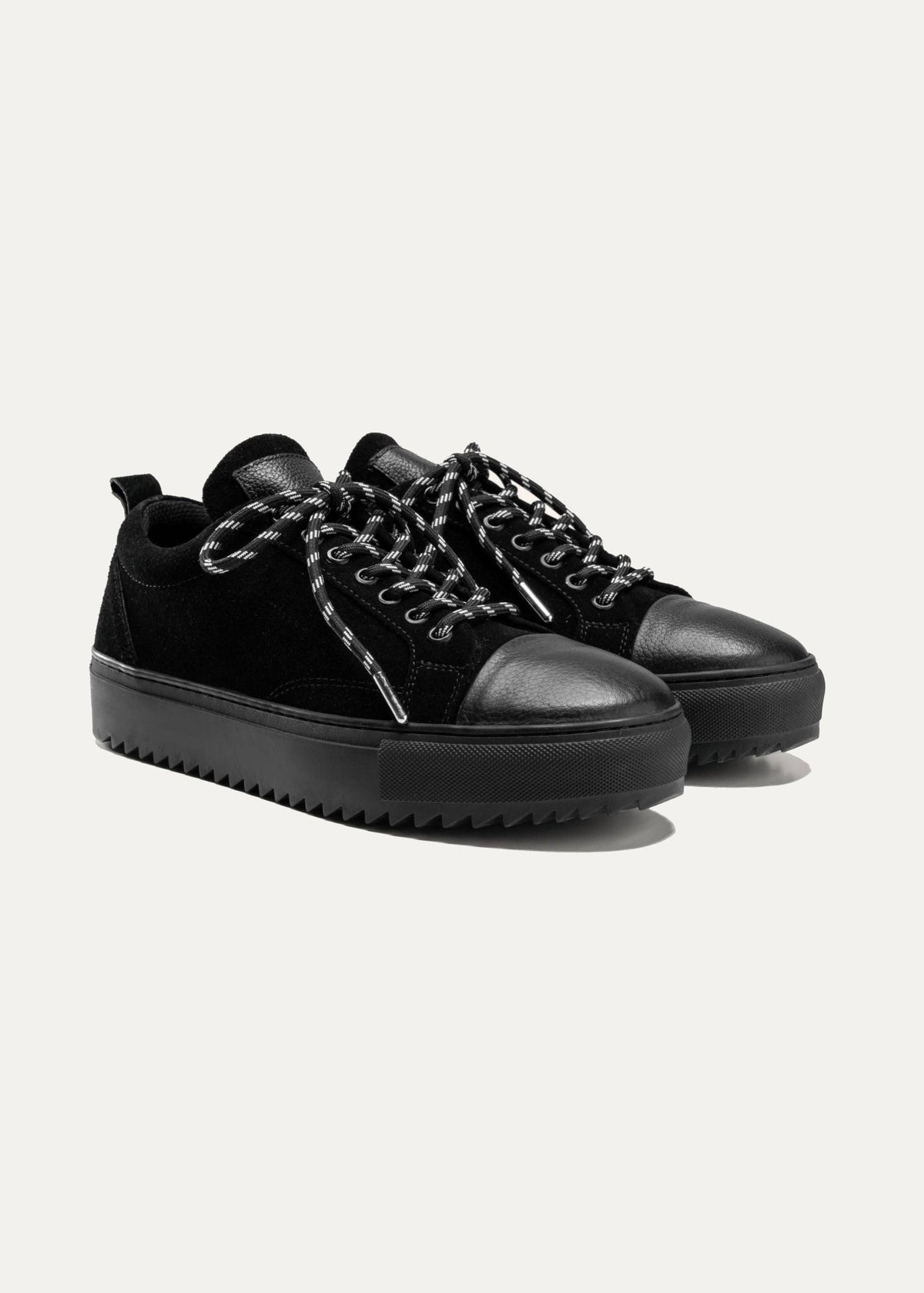 Leather Lace-Up Sneaker — Black