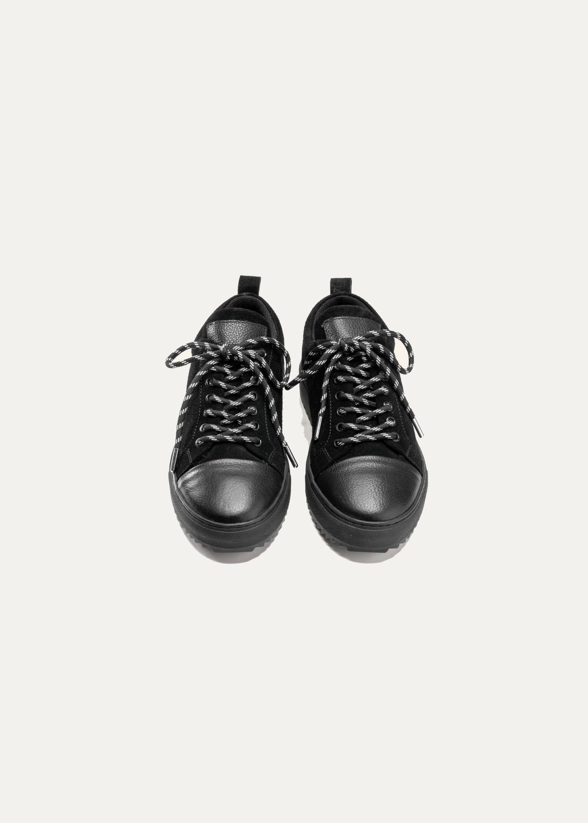 Leather Lace-Up Sneaker — Black