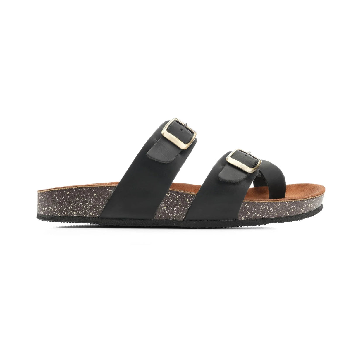 Leather Toe-Loop Sandal — Black