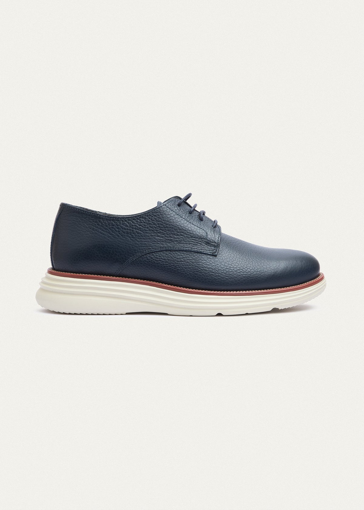 Plain-Toe Leather Lace-Up II — Navy Blue