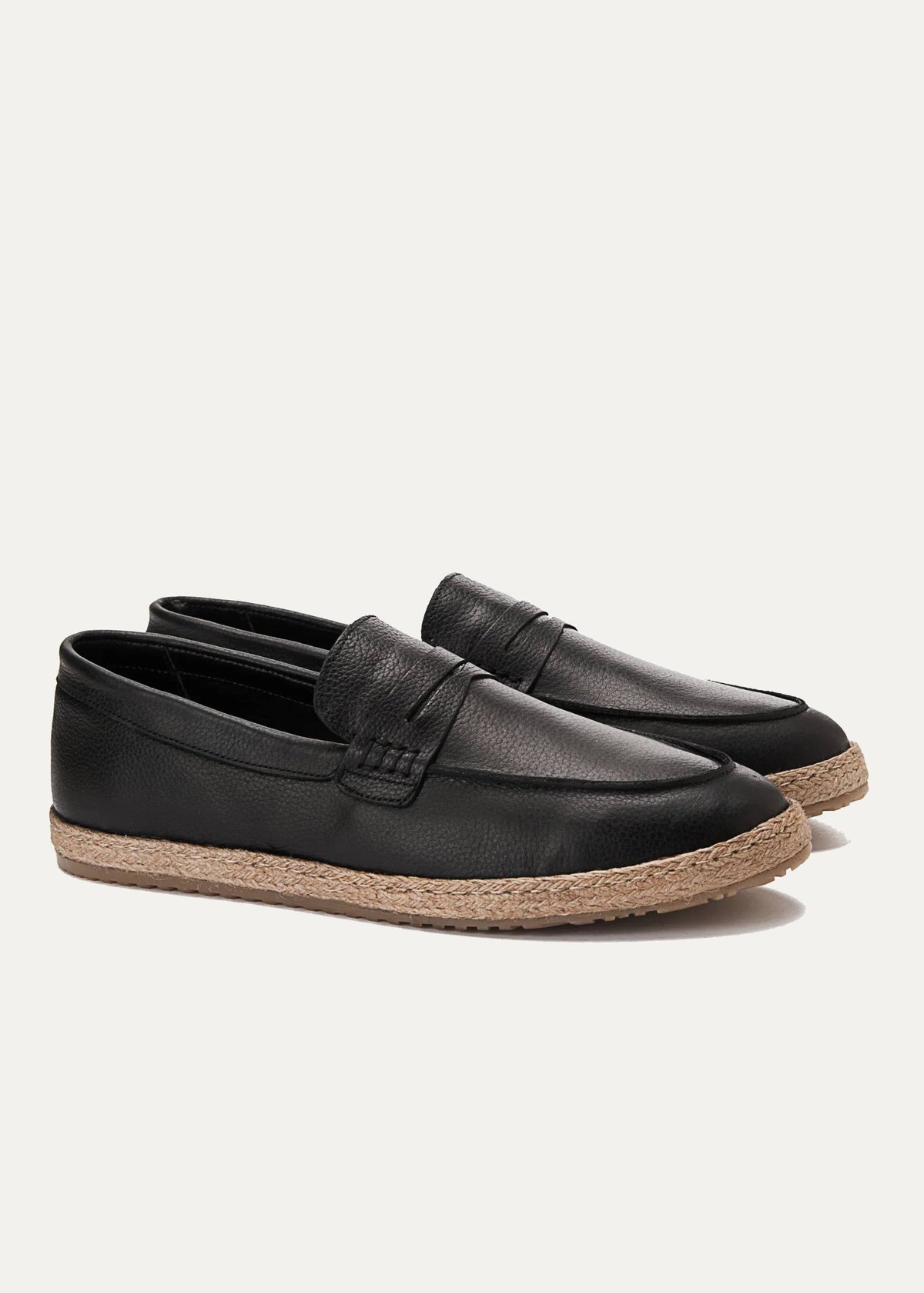 Penny Leather Espadrille — Black