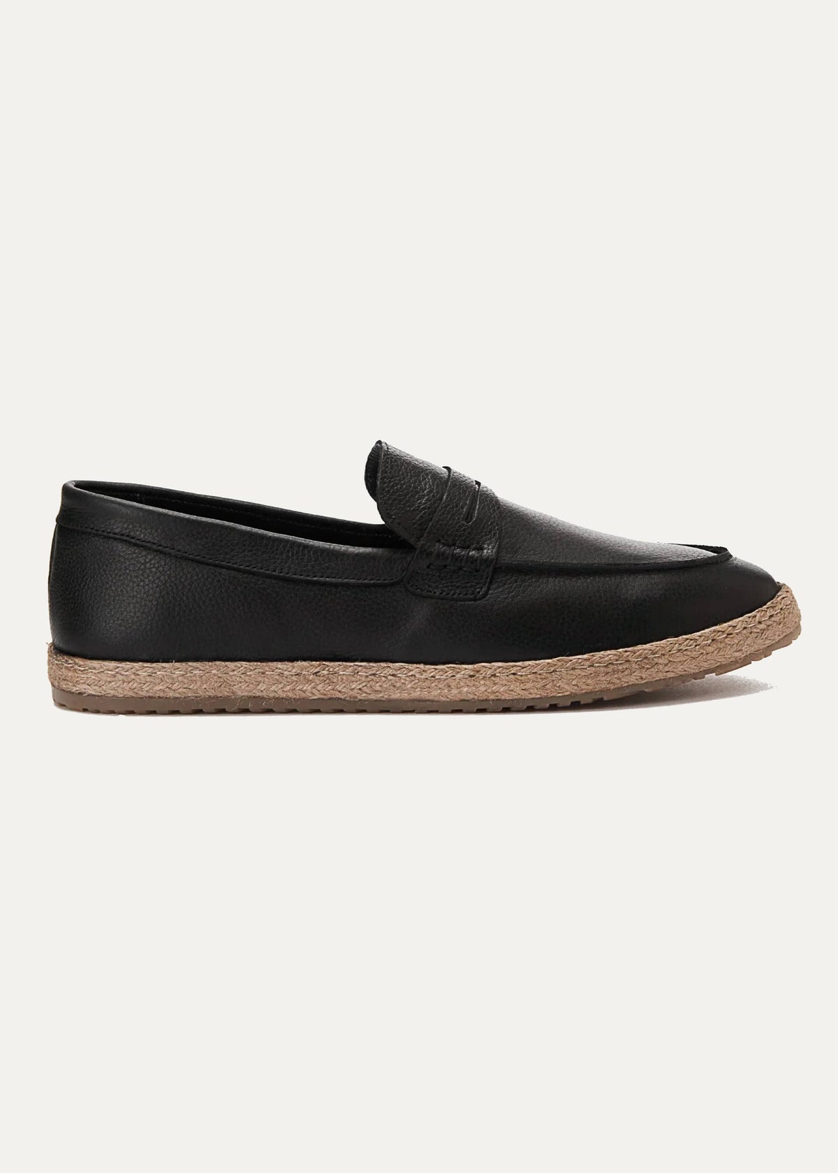 Penny Leather Espadrille — Black