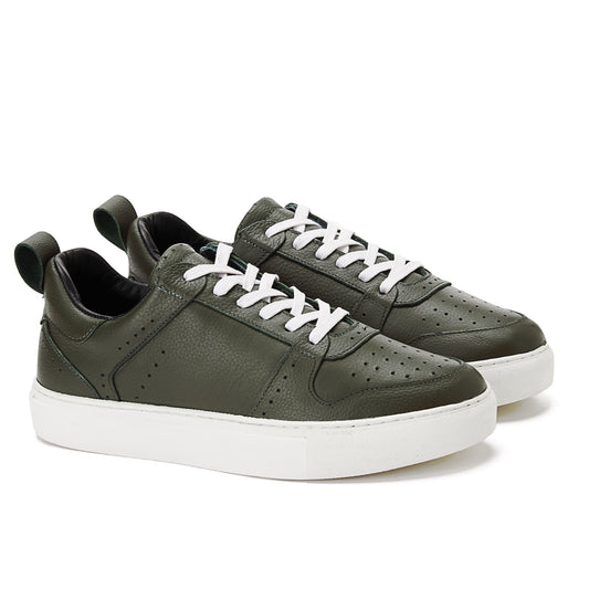 Laces Leather Sneaker — Olive