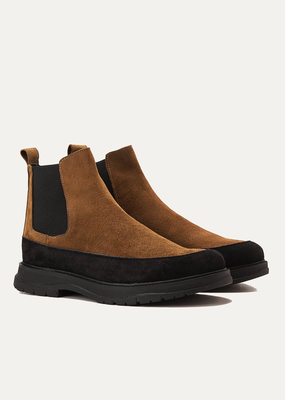 Suede X Leather Genuine Chelsea Boots — Cafe
