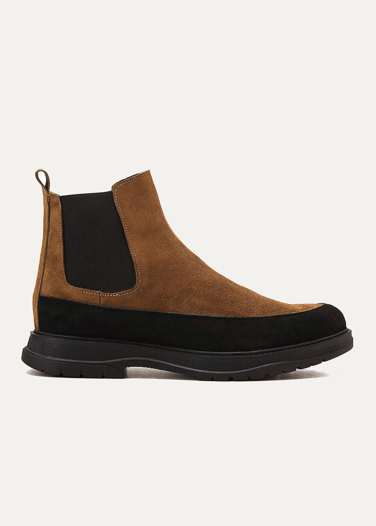 Suede X Leather Genuine Chelsea Boots — Cafe