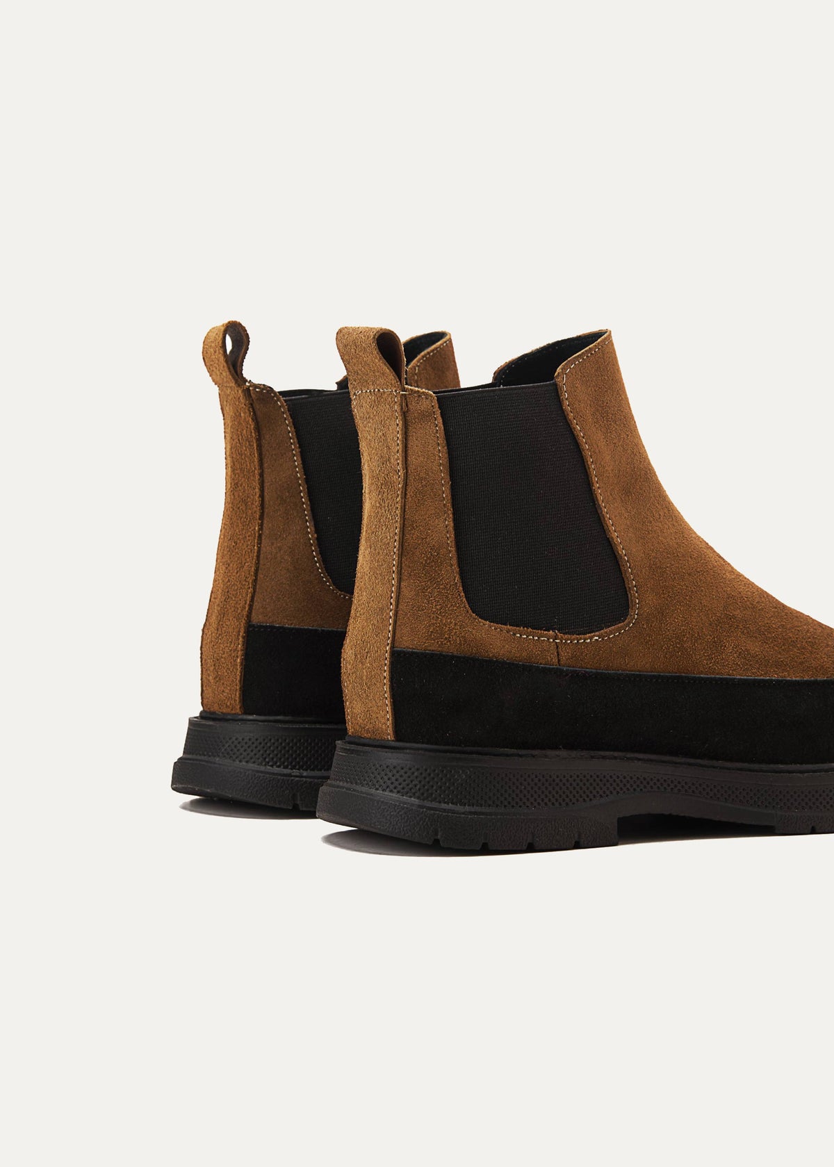 Suede X Leather Genuine Chelsea Boots — Cafe