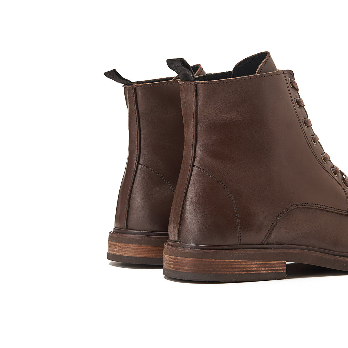 Leather Lace Up Genuine Leather Half Boots — Brown