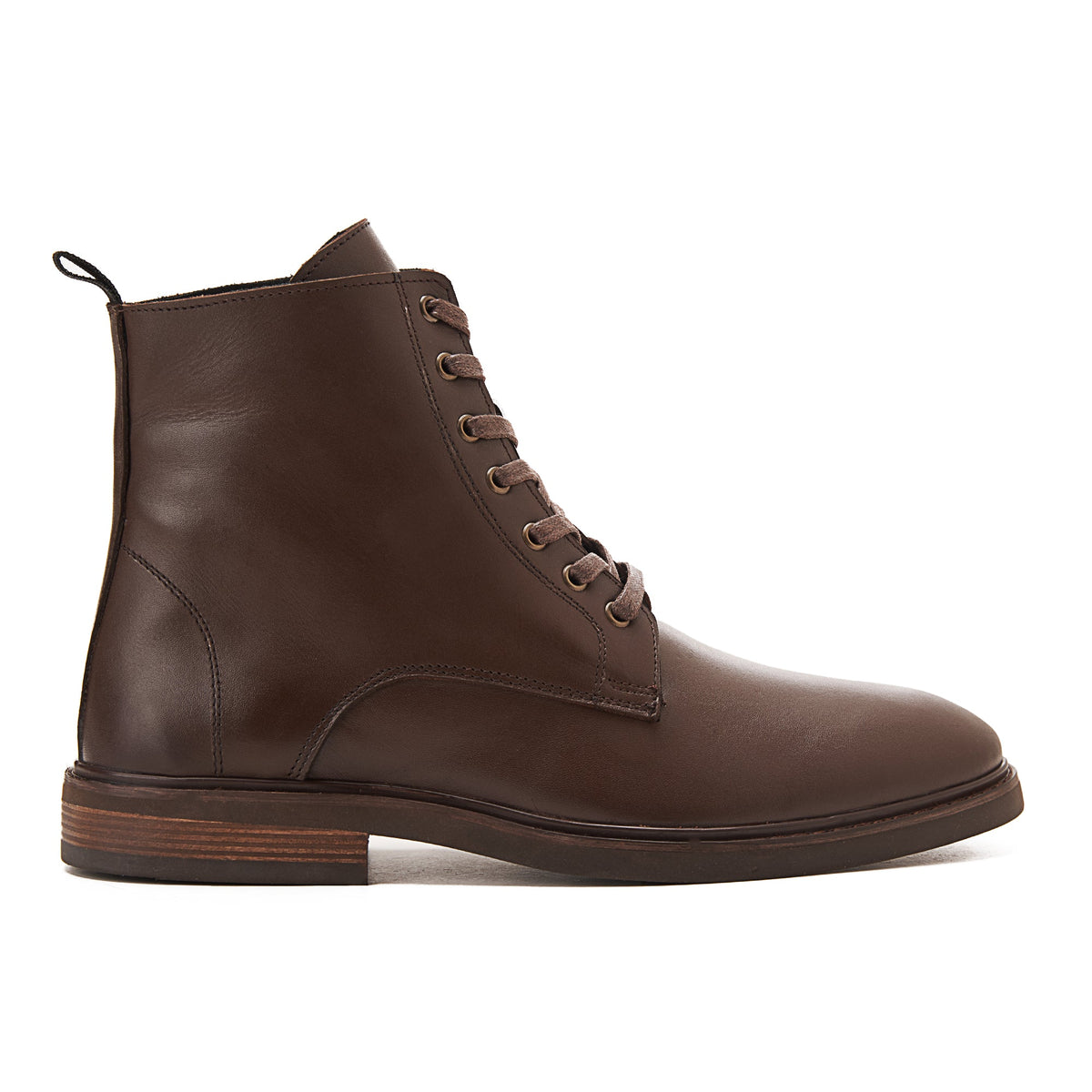 Leather Lace Up Genuine Leather Half Boots — Brown