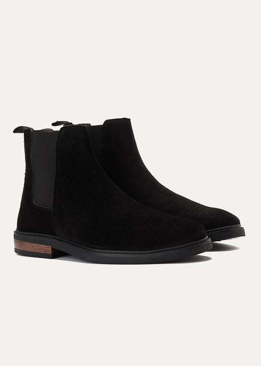 Premium Suede Chelsea Boot — Black