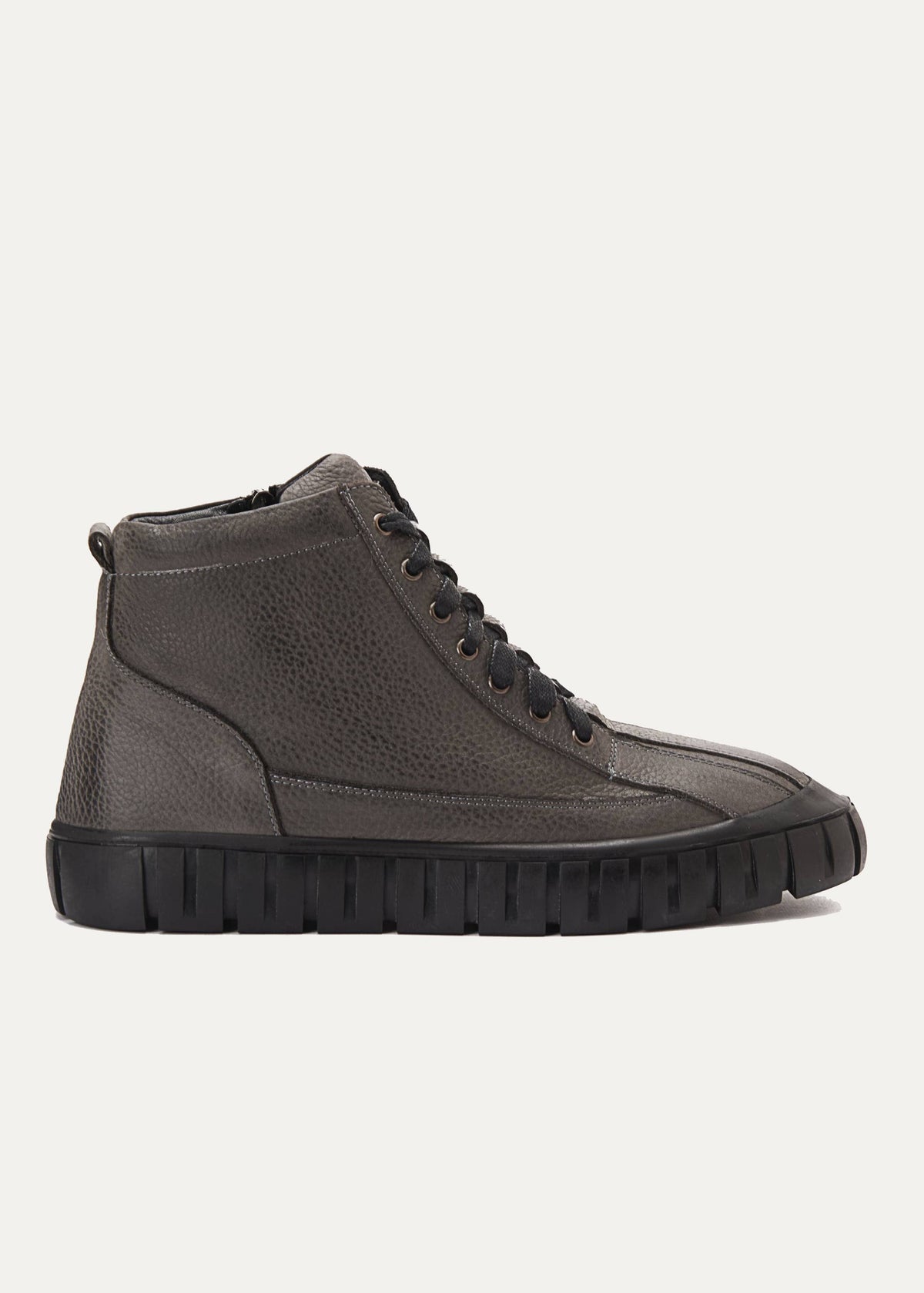 Plain Lace-Up Half Boot — Gray