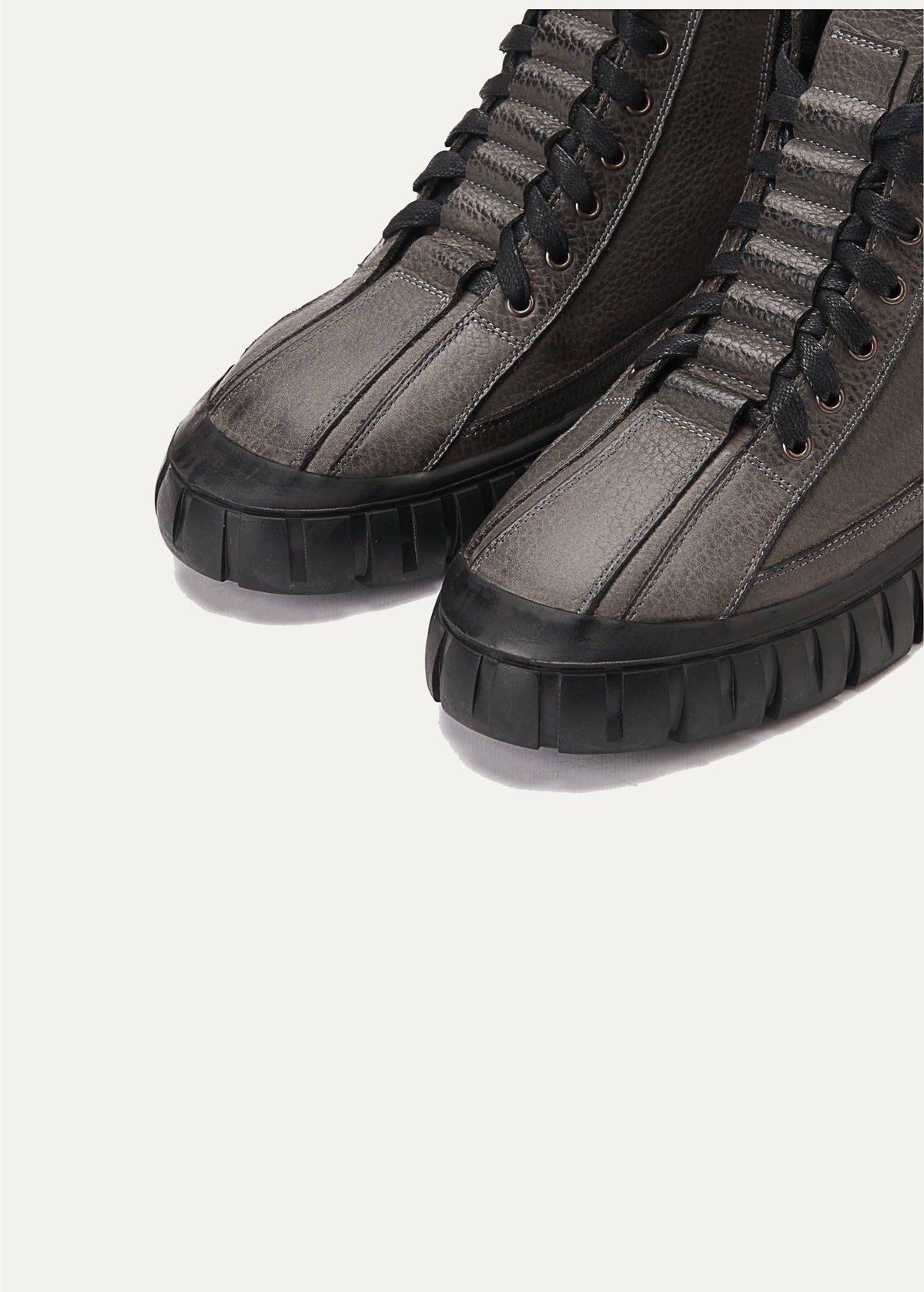 Plain Lace-Up Half Boot — Gray