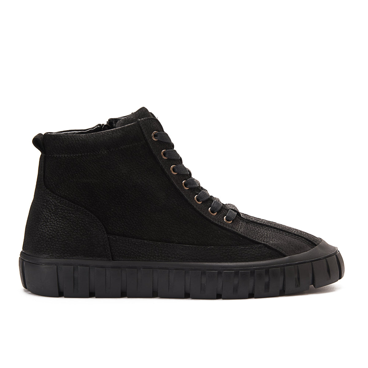 Plain Lace-Up Half Boot — Black