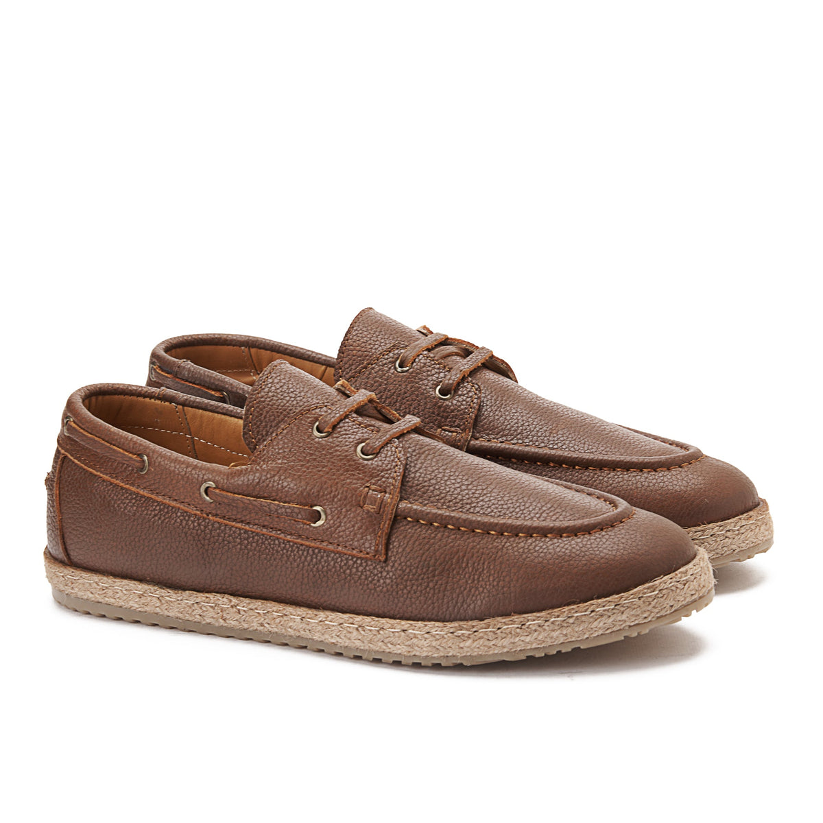 Leather Boat Espadrille — Havana