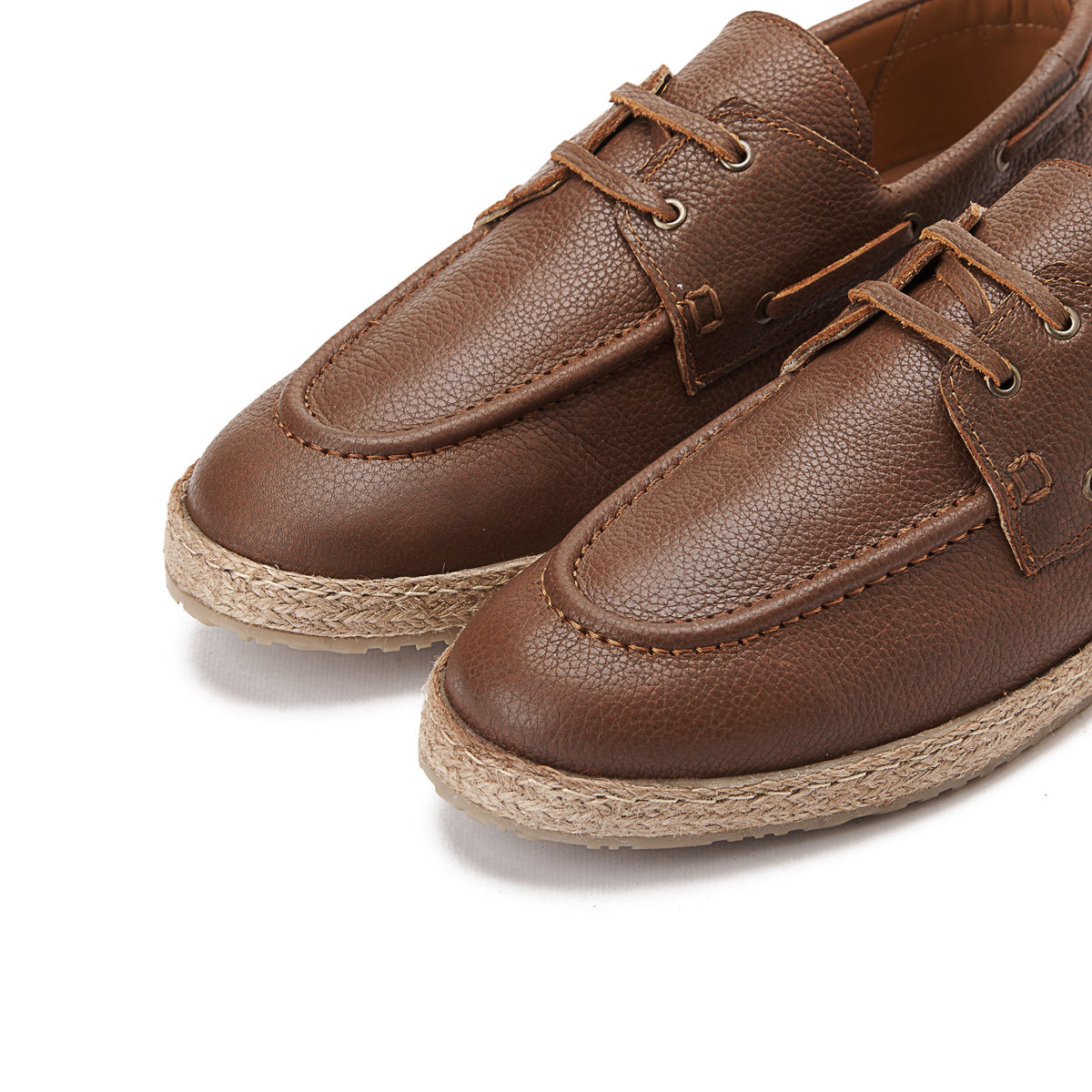 Leather Boat Espadrille — Havana