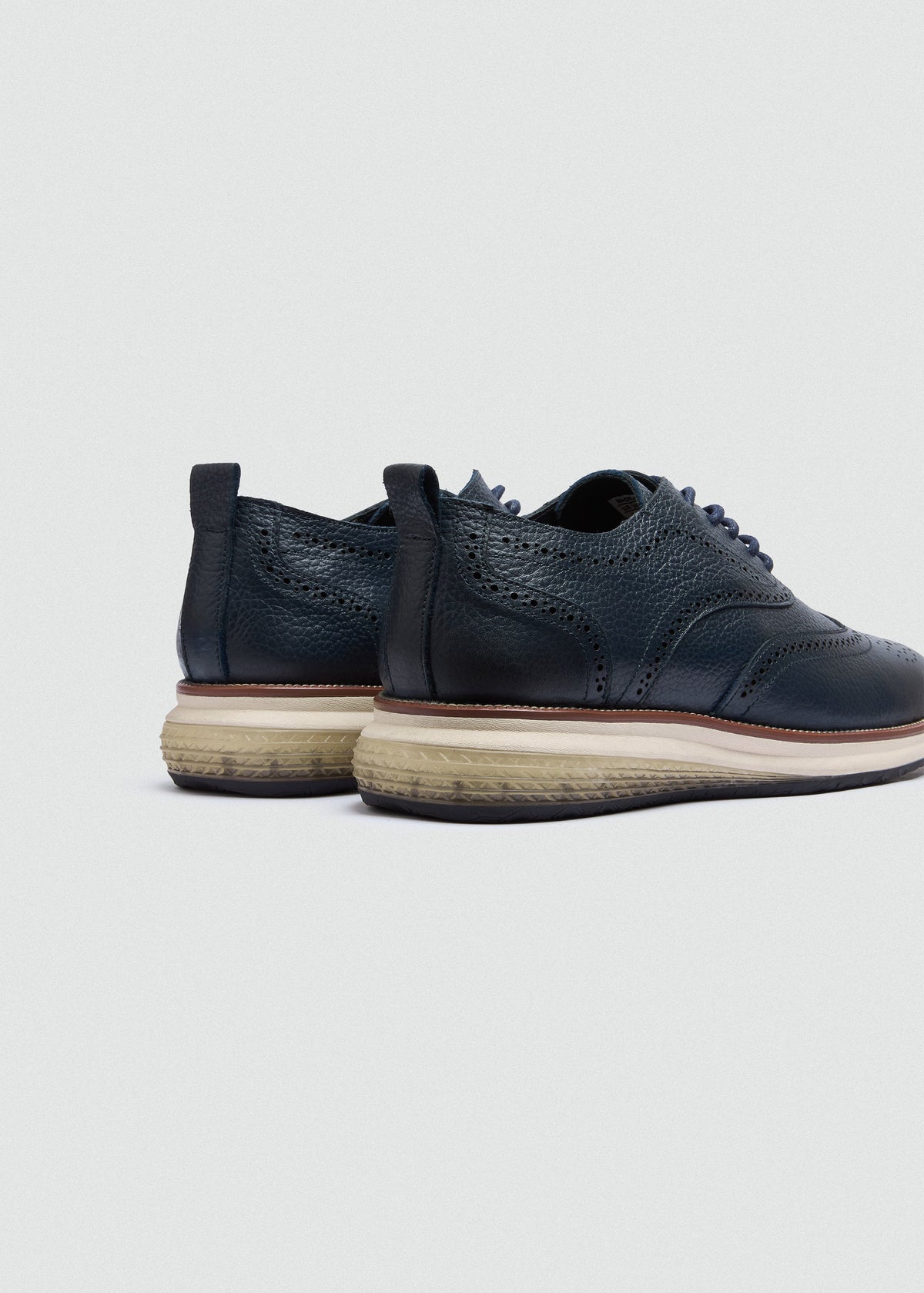 Wingtip Textured Lace-Up — Navy Blue