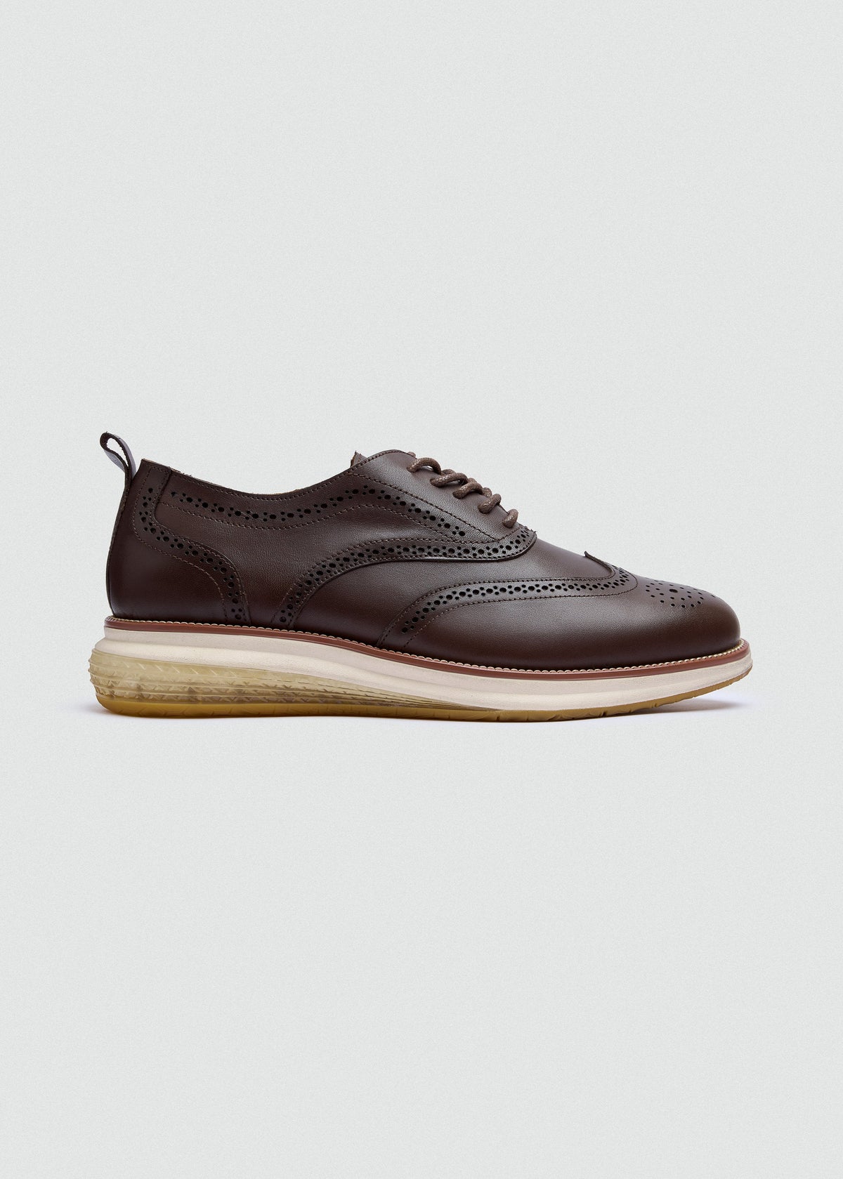Wingtip Leather Lace-Up — Brown