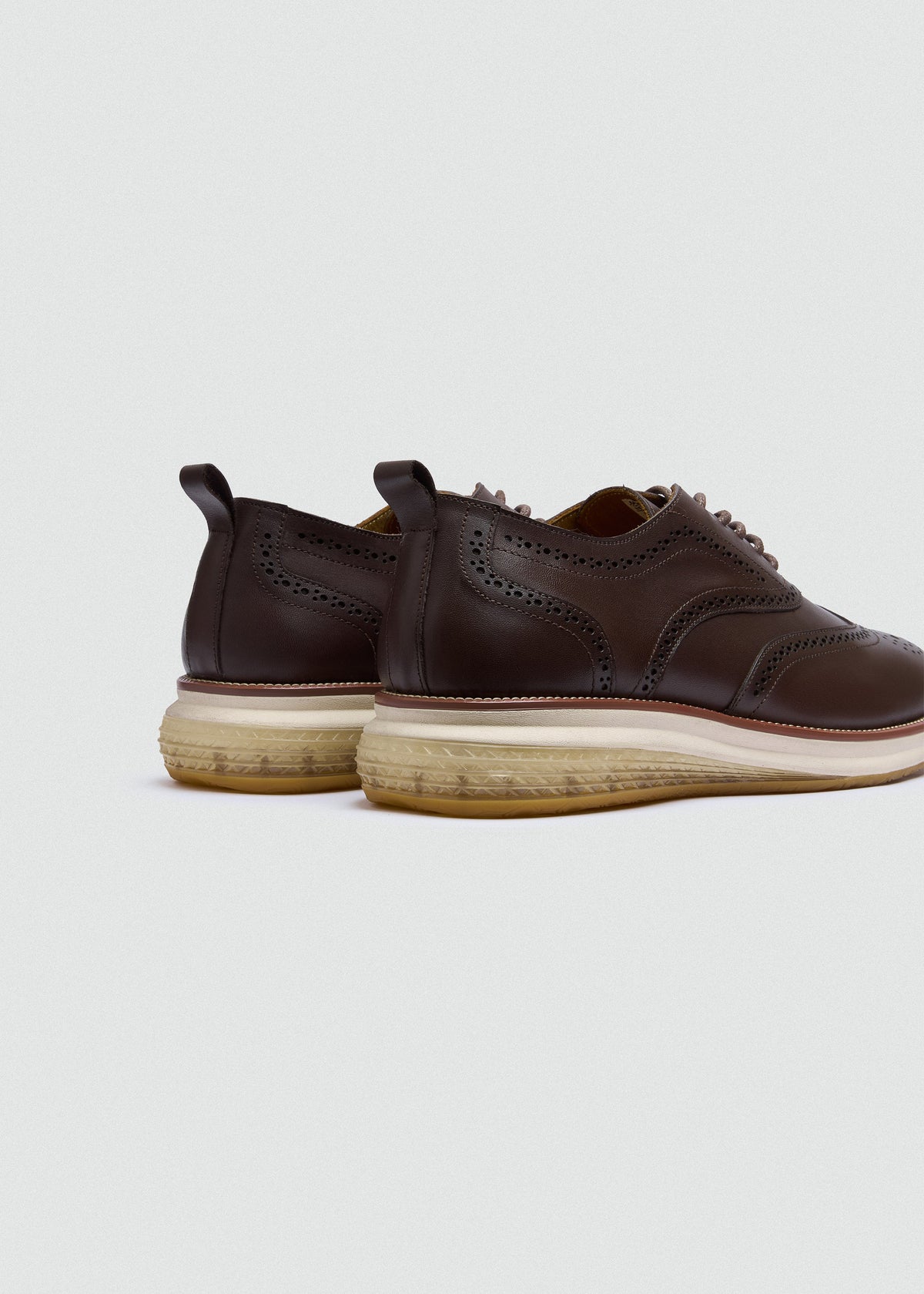 Wingtip Leather Lace-Up — Brown