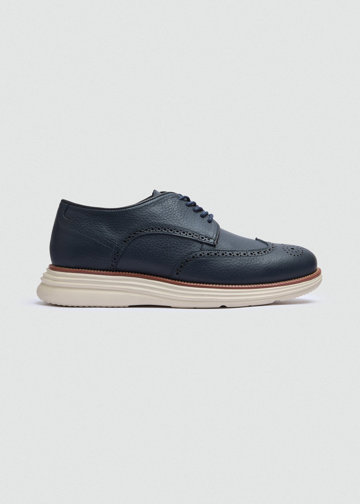 Wingtip Textured Derby — Navy