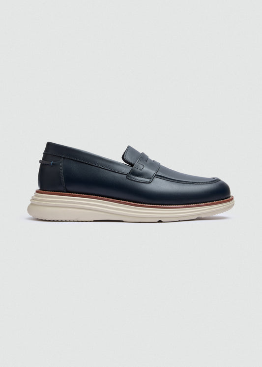 Penny Leather Loafer — Navy Blue