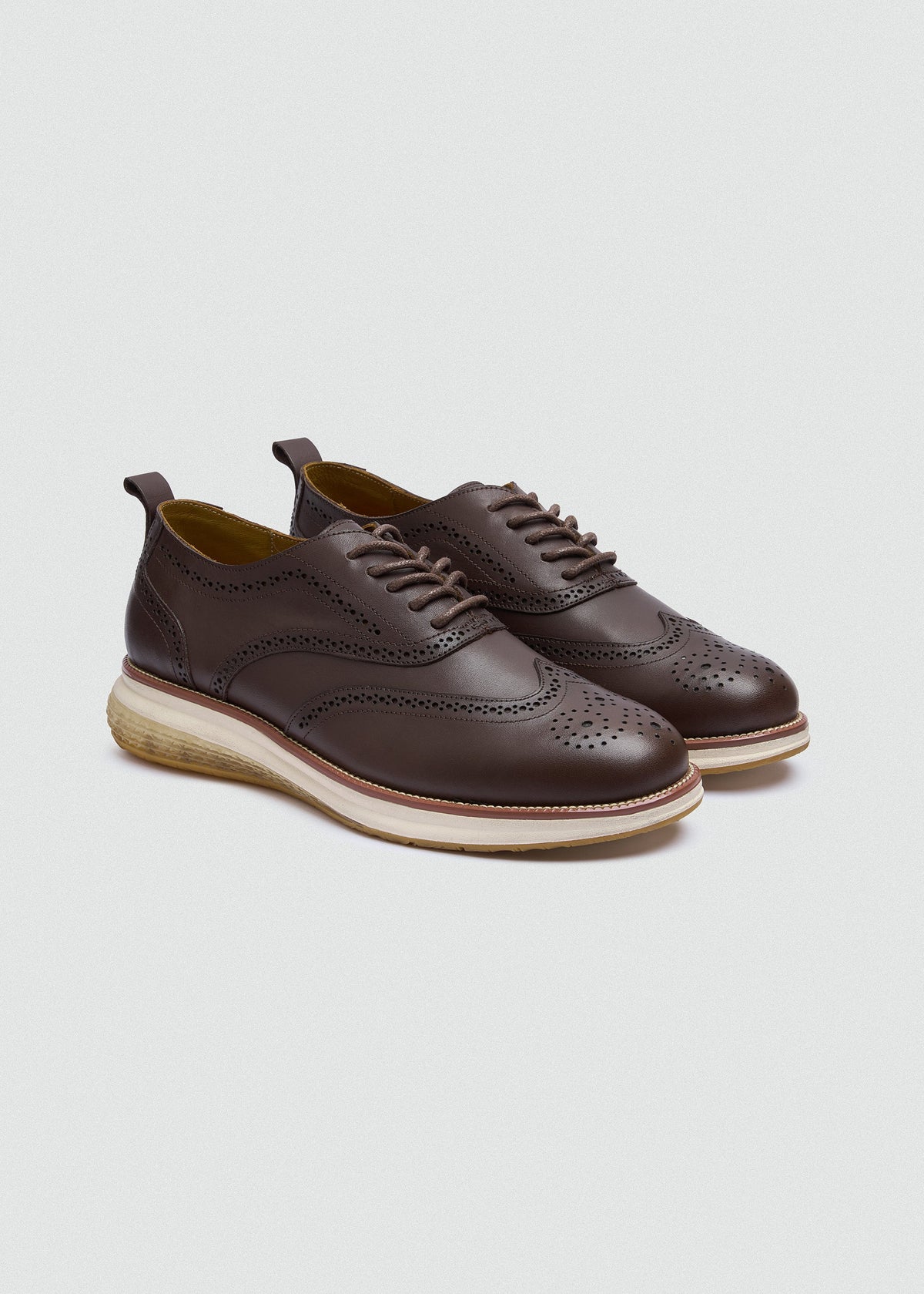 Wingtip Leather Lace-Up — Brown