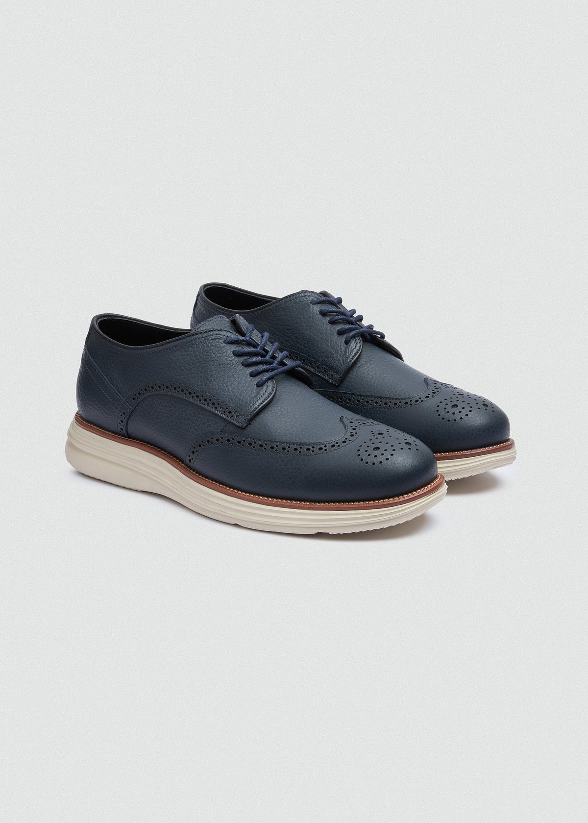 Wingtip Textured Derby — Navy