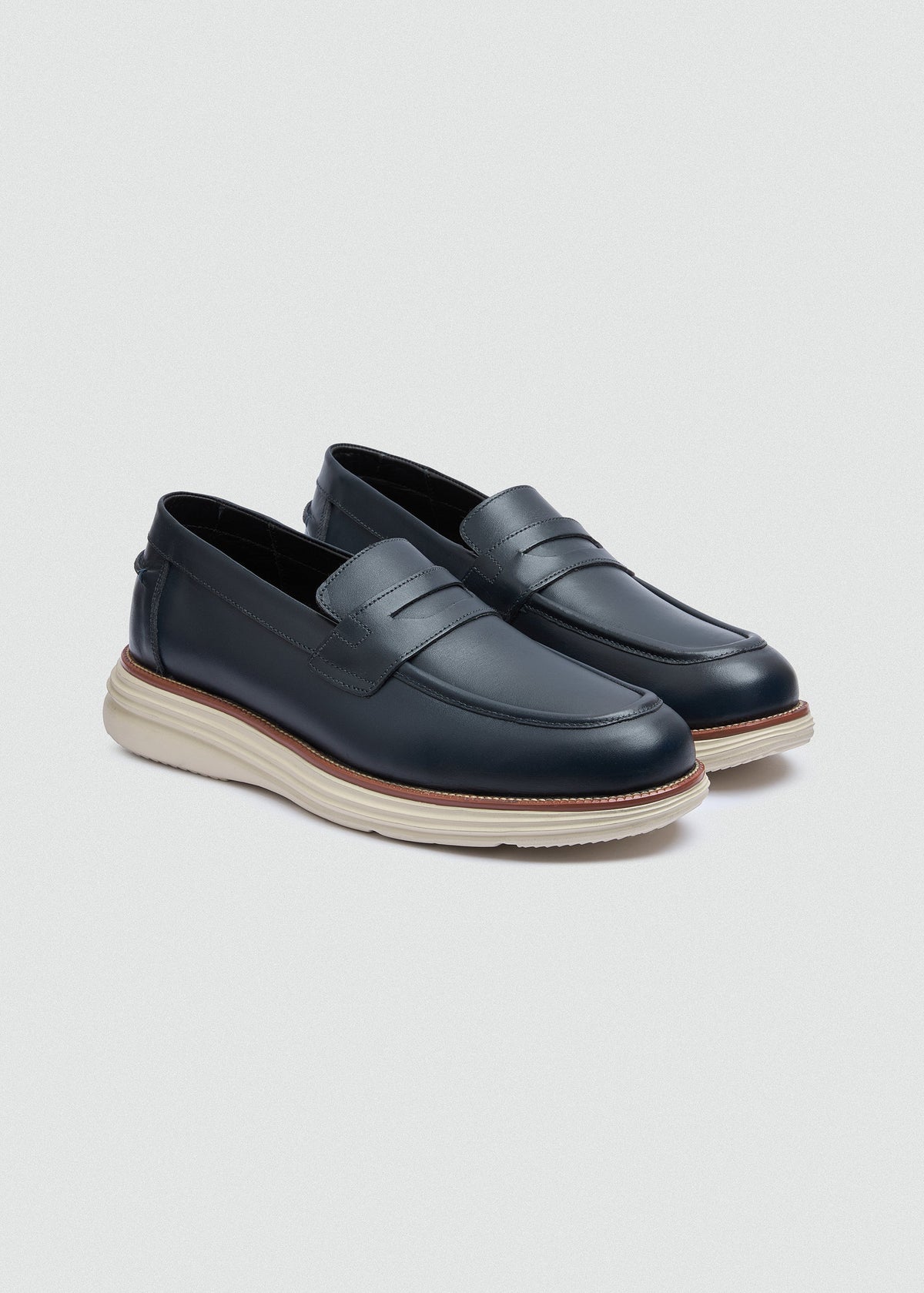 Penny Leather Loafer — Navy Blue