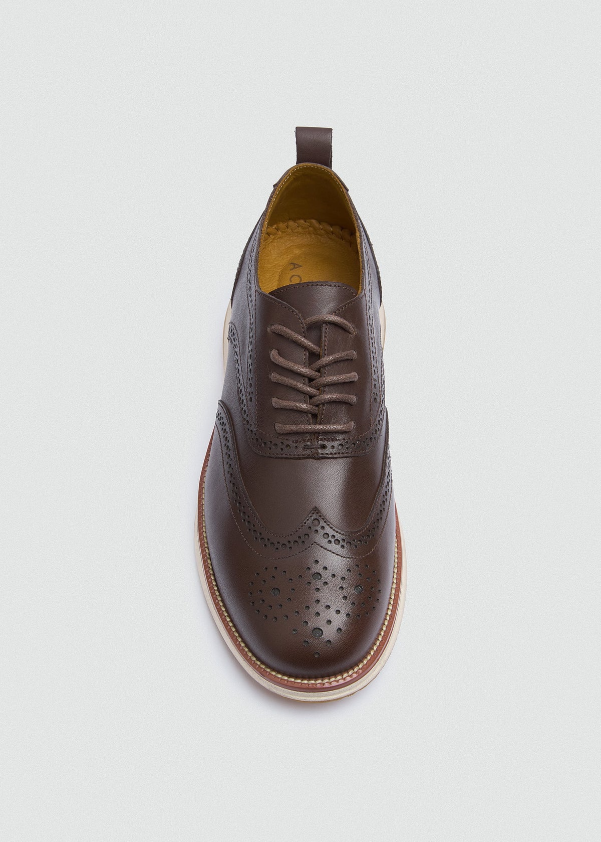 Wingtip Leather Lace-Up — Brown