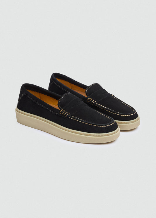 Penny Suede Espadrille — Navy Blue