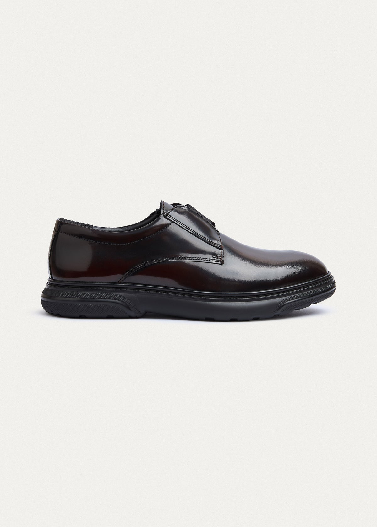 Smooth Leather Elastic Slip-On — Patent Brown