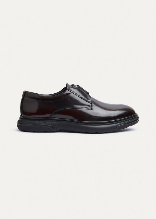 Smooth Leather Elastic Slip-On — Patent Brown