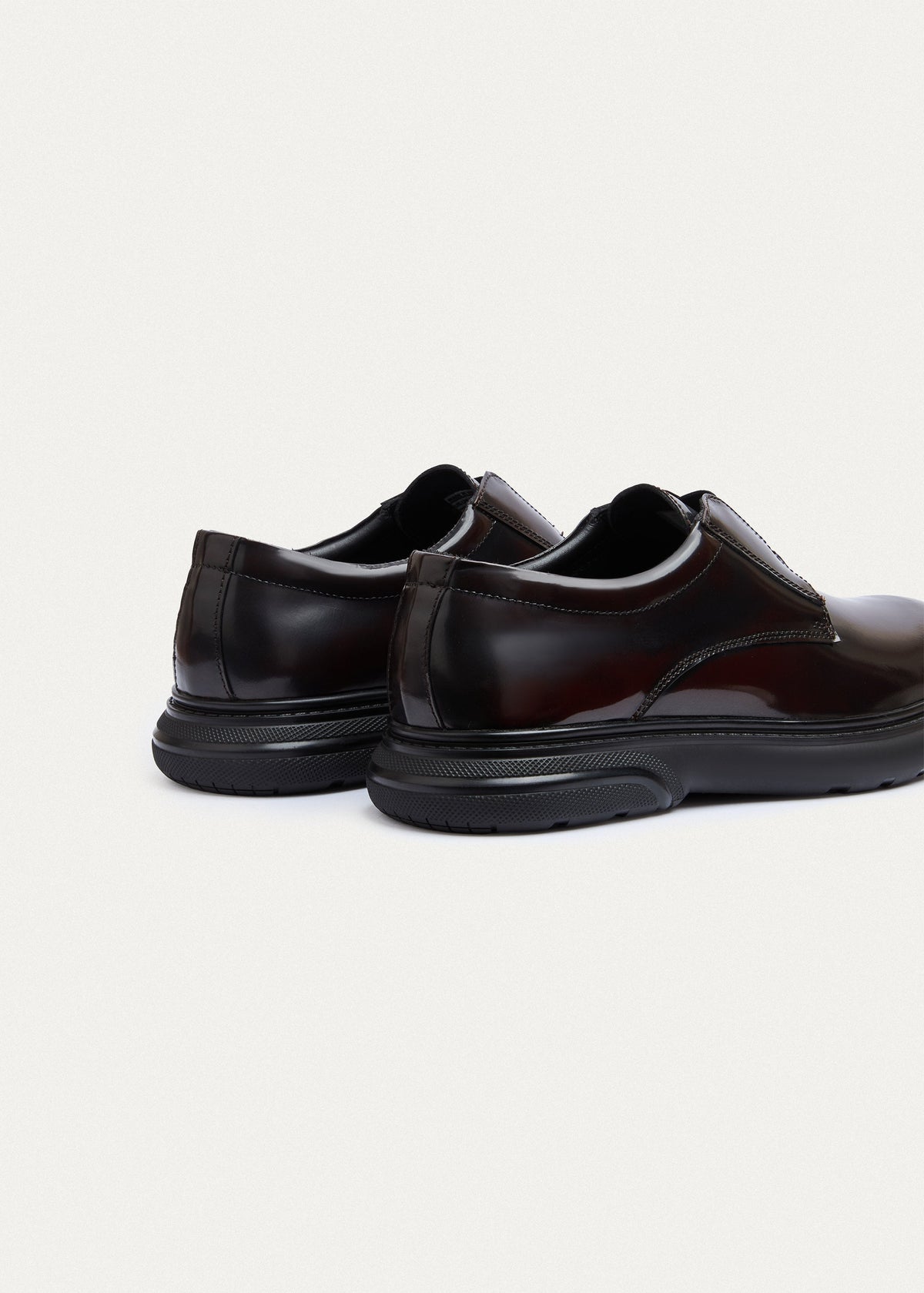 Smooth Leather Elastic Slip-On — Patent Brown