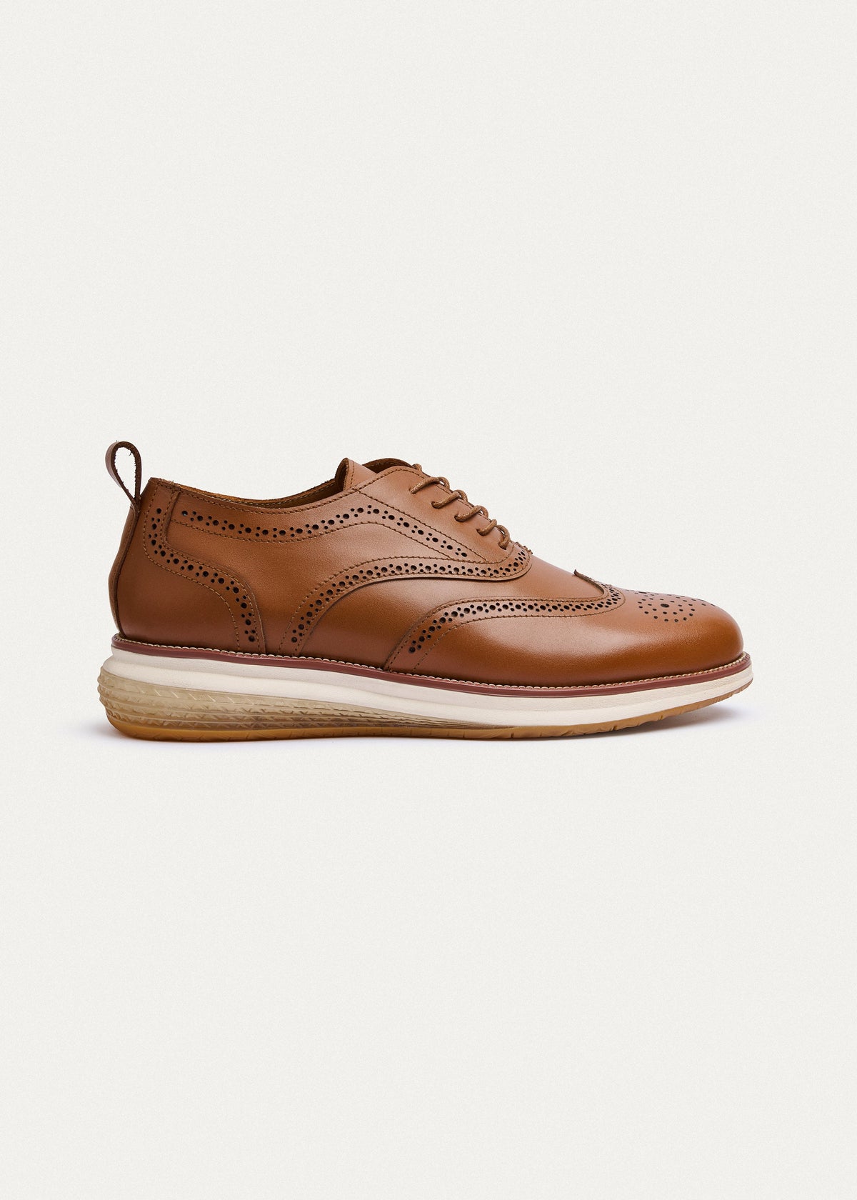 Wingtip Leather Lace-Up — Tan