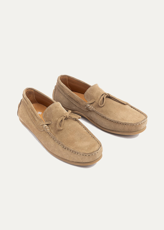 Suede Boat Shoe — Beige