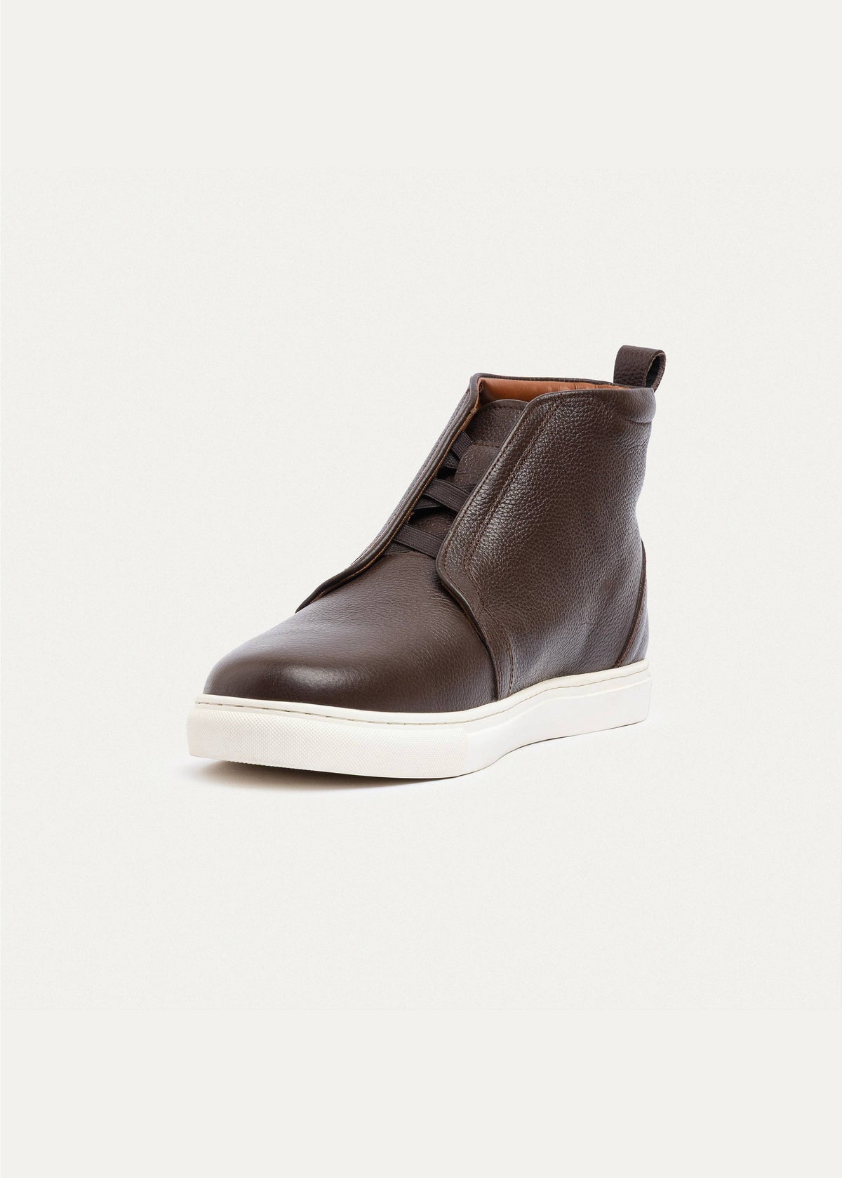 Mid-Top Leather Sneaker Boot — Brown