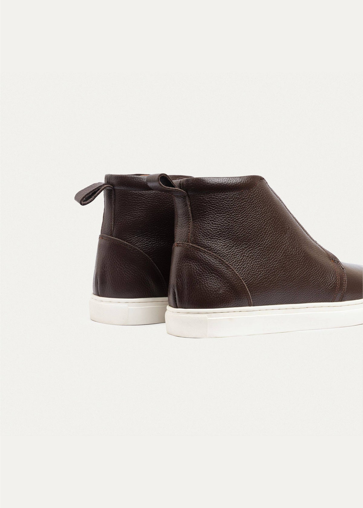 Mid-Top Leather Sneaker Boot — Brown