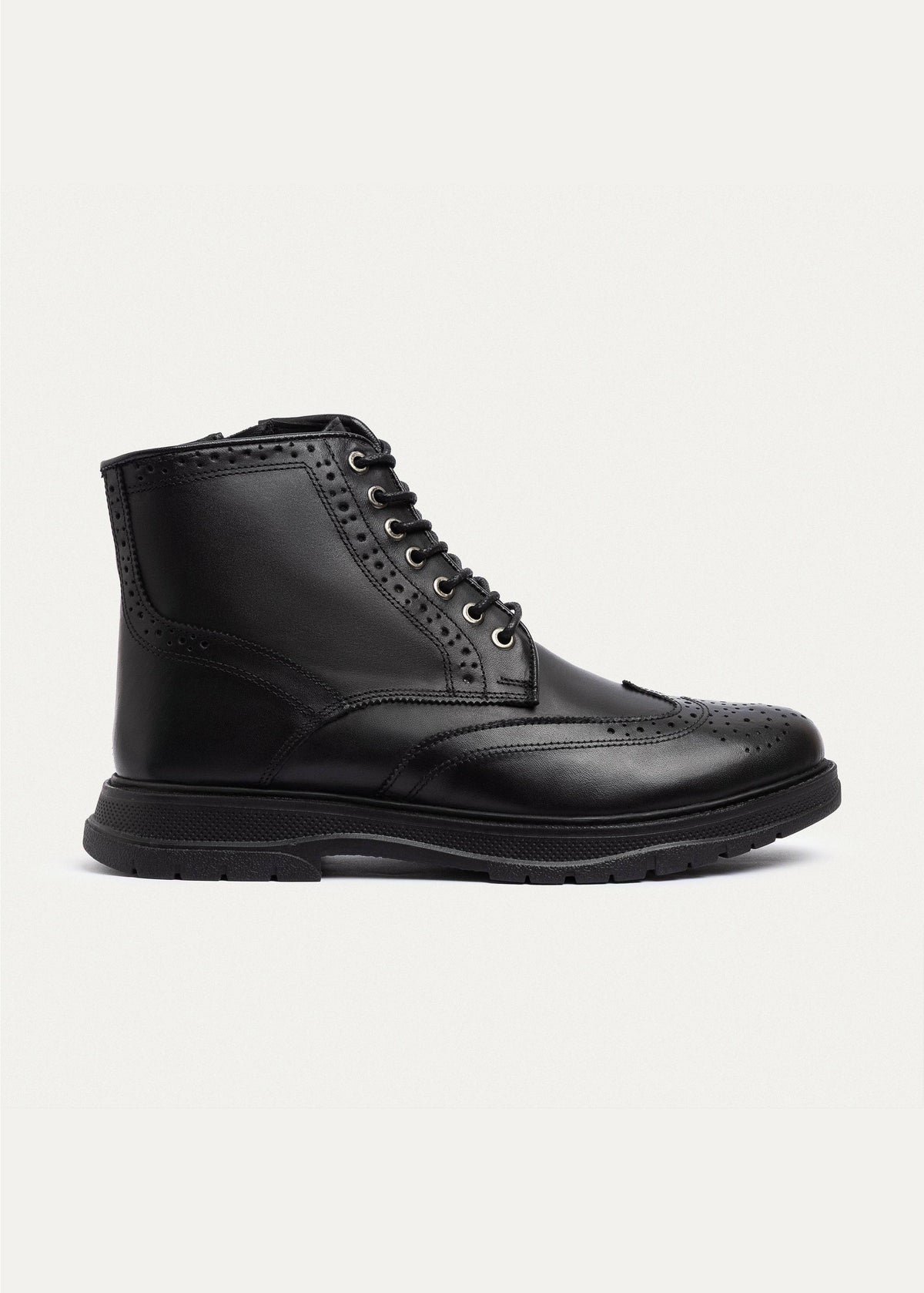 Leather Brogue Boot — Black