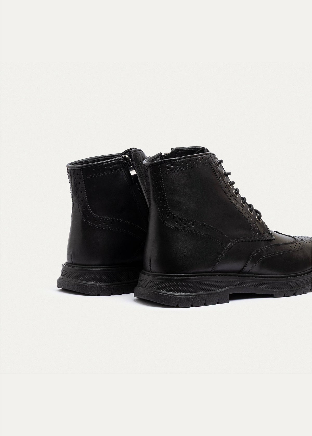 Leather Brogue Boot — Black