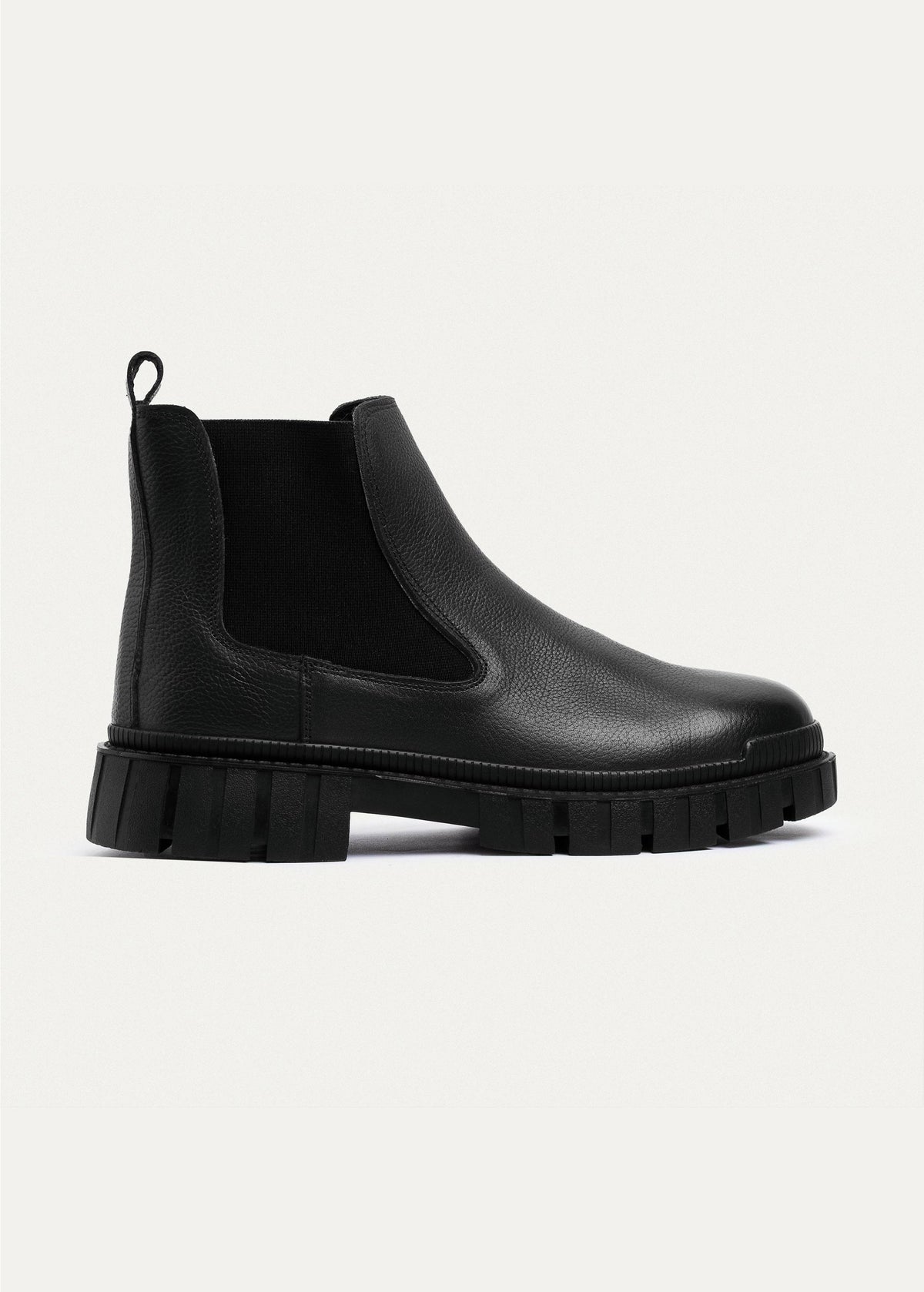 Pebbled Leather Chelsea Boot — Black