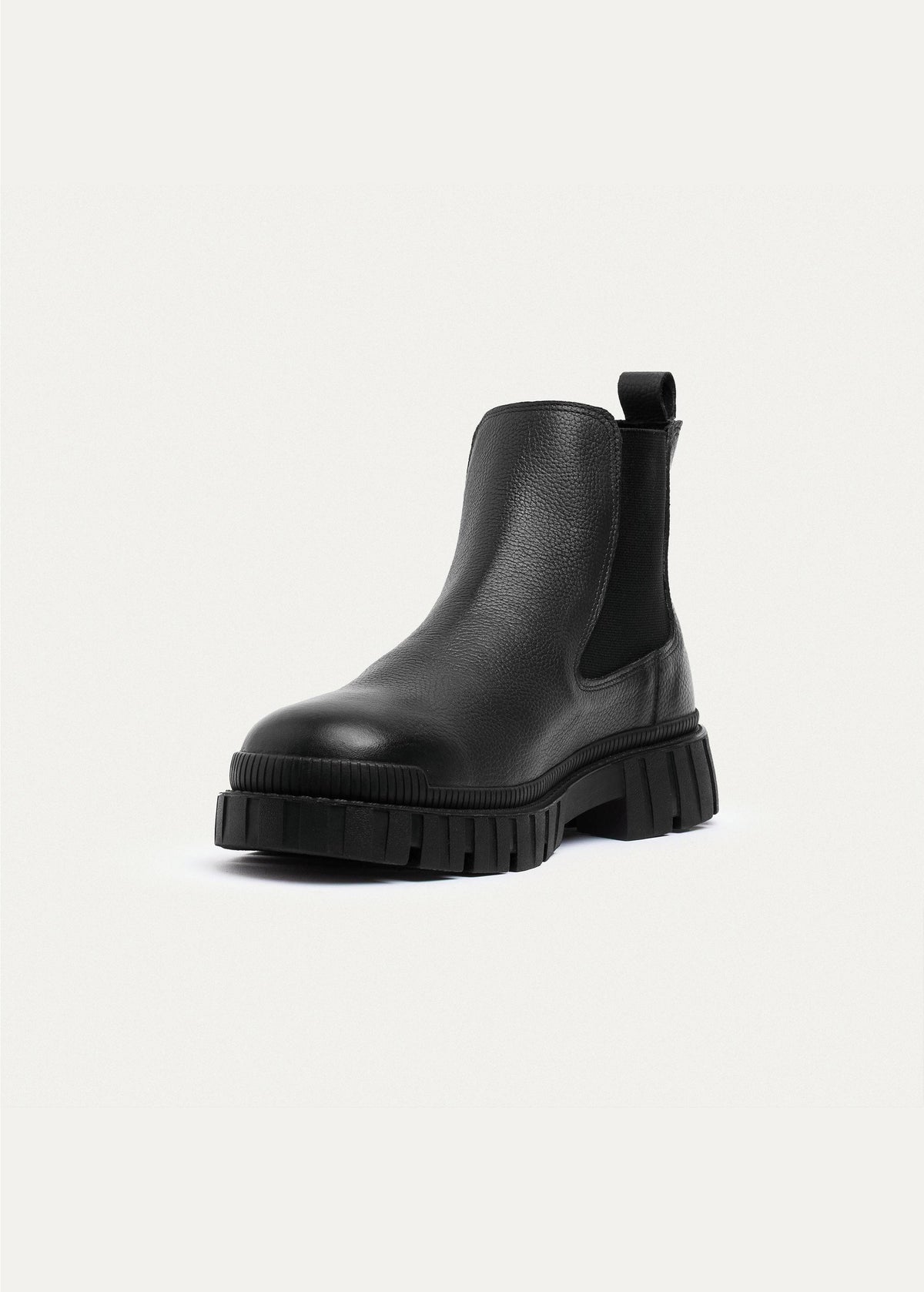 Pebbled Leather Chelsea Boot — Black