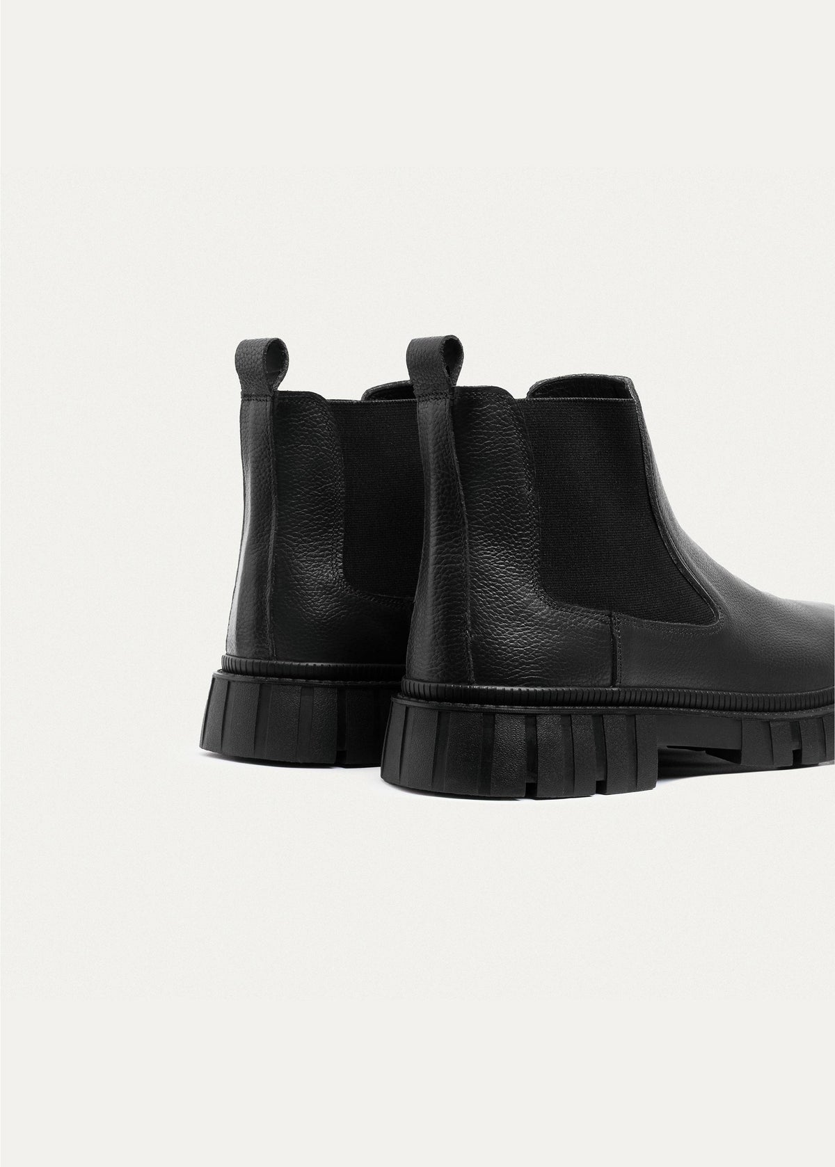 Pebbled Leather Chelsea Boot — Black