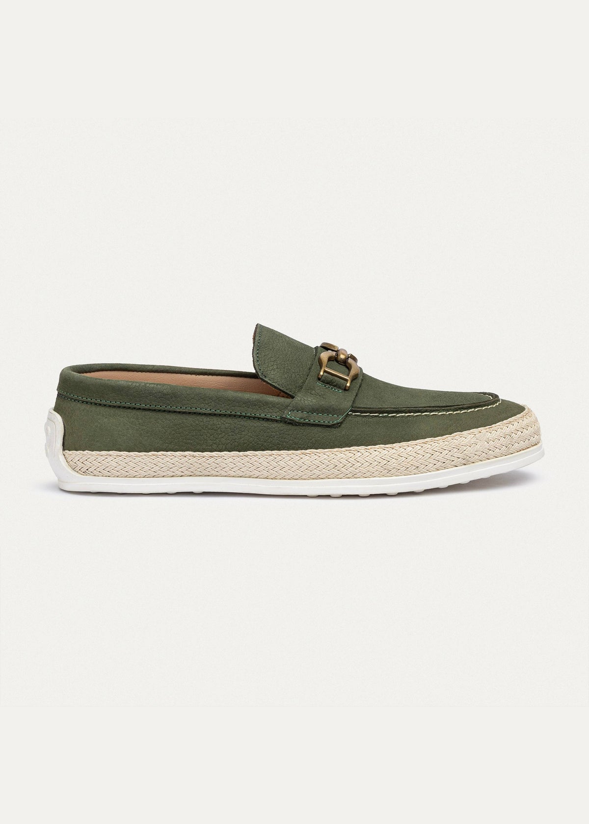 Leather Chain Slip-On — Olive
