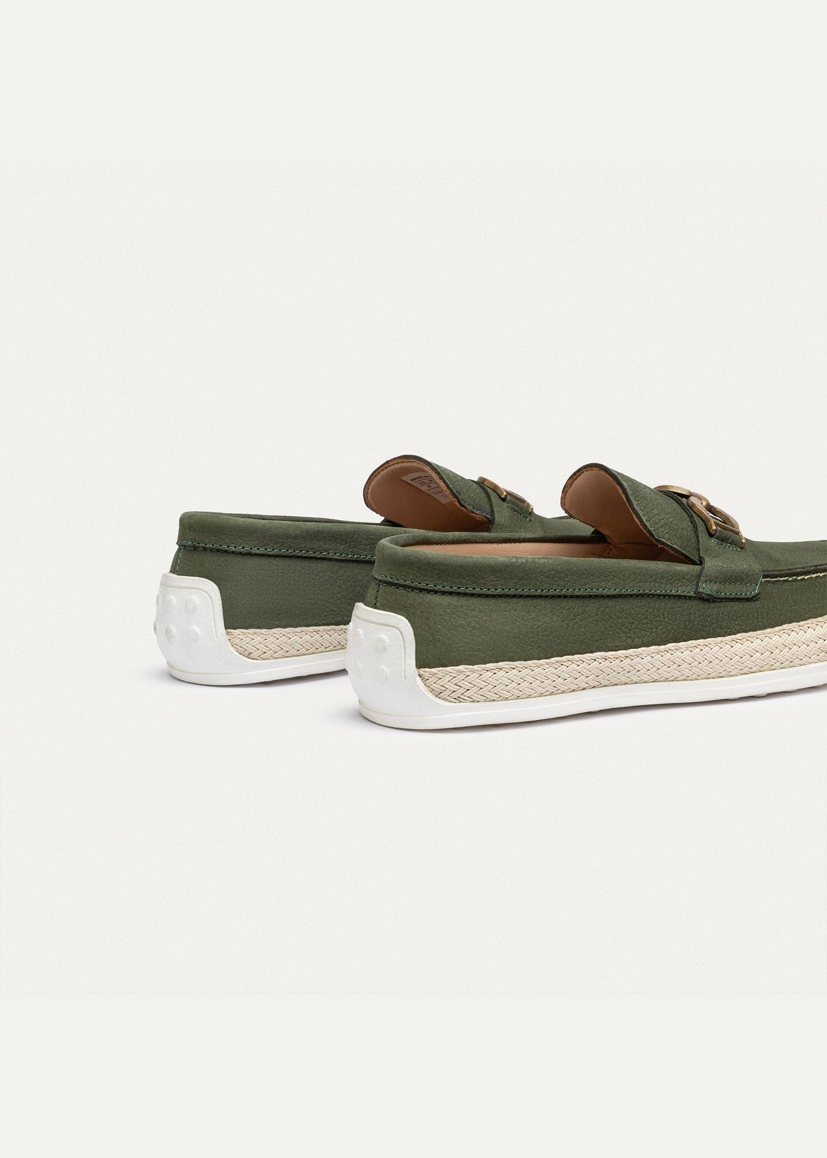 Leather Chain Slip-On — Olive