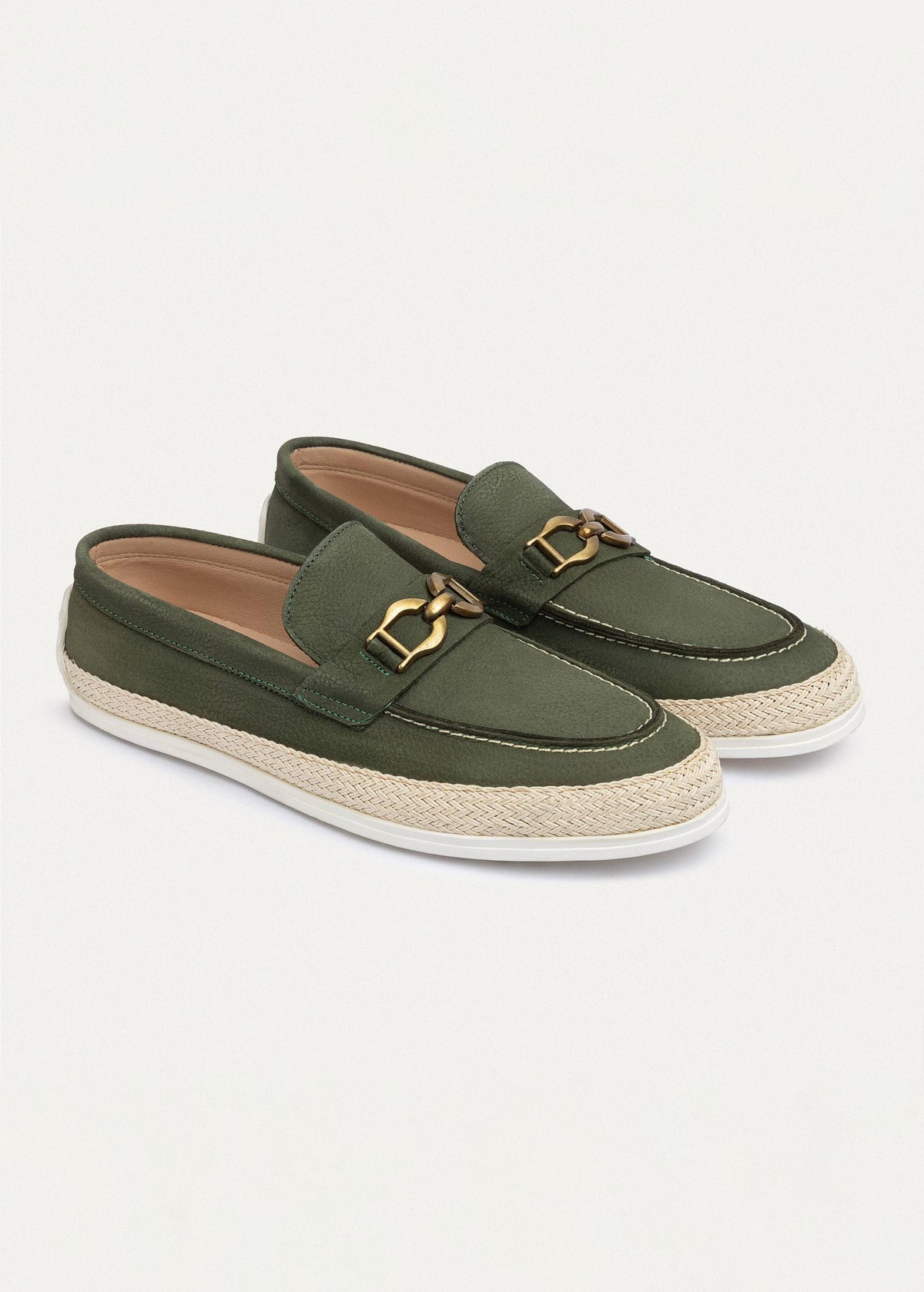Leather Chain Slip-On — Olive
