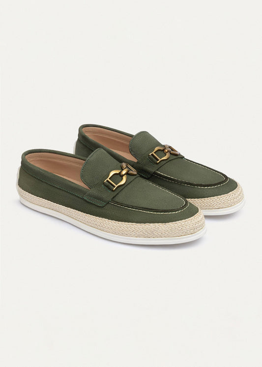 Leather Chain Slip-On — Olive