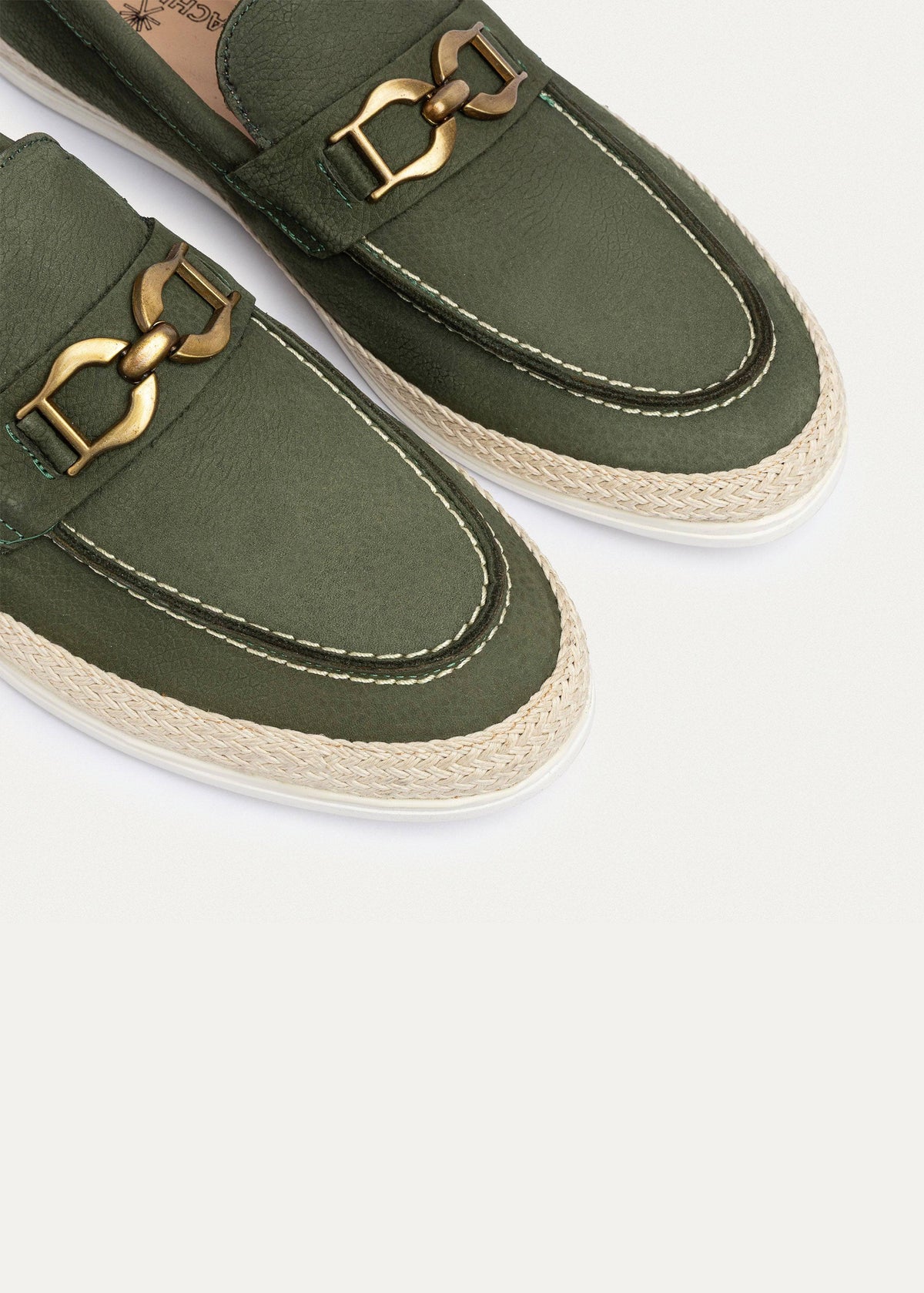 Leather Chain Slip-On — Olive