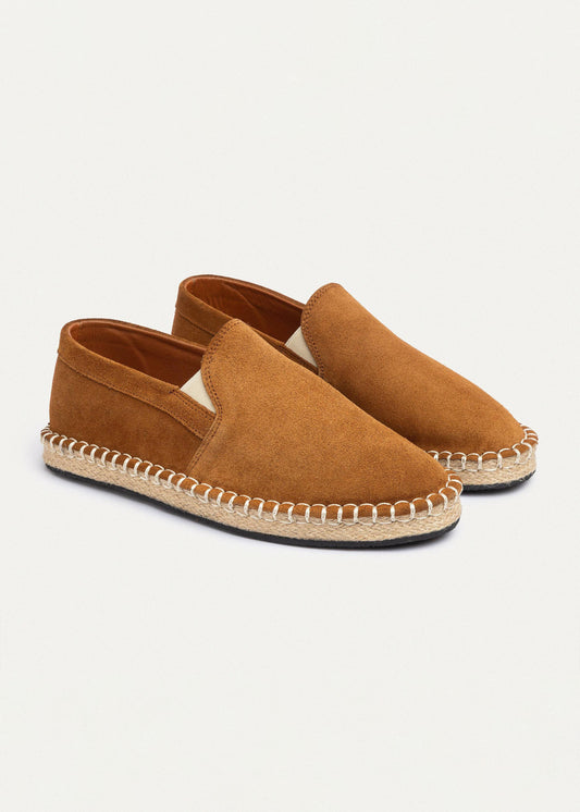 Suede Espadrille — Light Brown