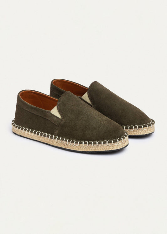 Suede Espadrille — Olive